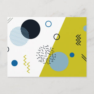 Koel, trendy, modern, Memphis groen blauw geometri Briefkaart