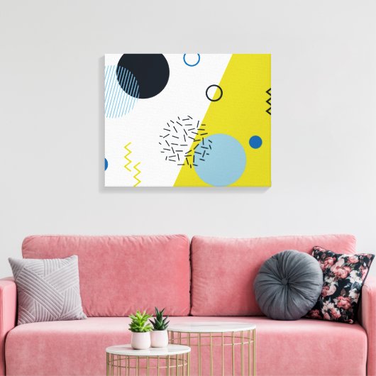 Koel, trendy, modern, Memphis groen blauw geometri Canvas Afdruk (Insitu (Woonkamer))