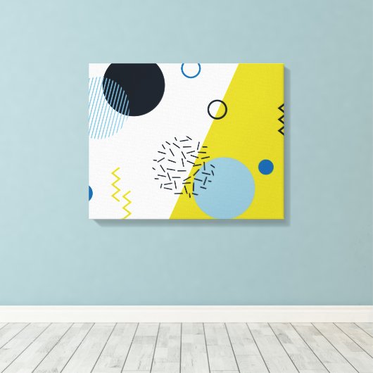 Koel, trendy, modern, Memphis groen blauw geometri Canvas Afdruk (Insitu (Houten vloer))