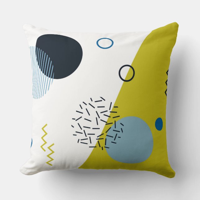 Koel, trendy, modern, Memphis groen blauw geometri Kussen (Voorkant)