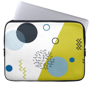 Koel, trendy, modern, Memphis groen blauw geometri Laptop Sleeve