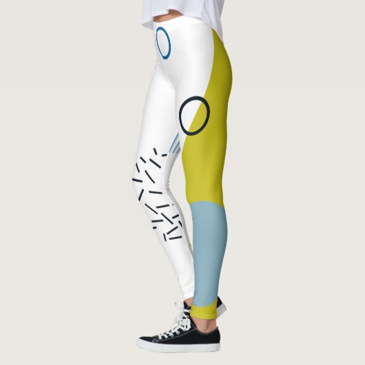 Koel, trendy, modern, Memphis groen blauw geometri Leggings (Links)