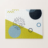 Koel, trendy, modern, Memphis groen blauw geometri Legpuzzel (Horizontaal)