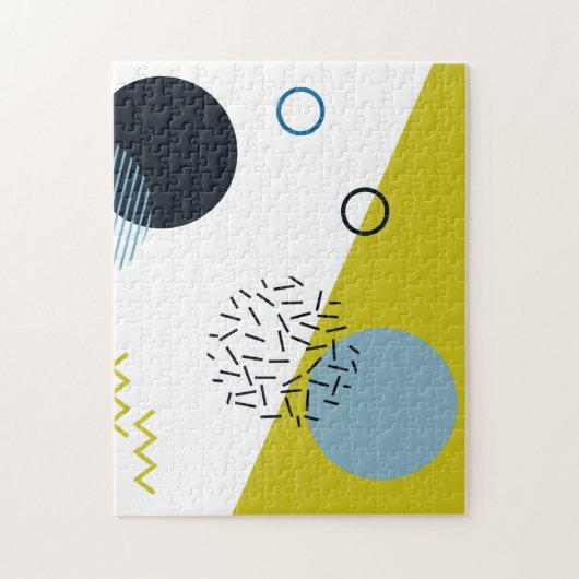 Koel, trendy, modern, Memphis groen blauw geometri Legpuzzel (Verticaal)