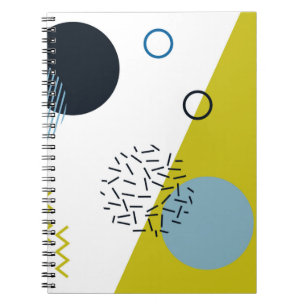 Koel, trendy, modern, Memphis groen blauw geometri Notitieboek