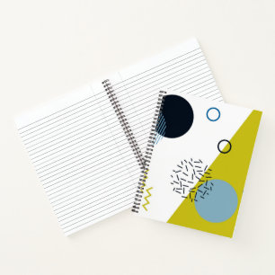 Koel, trendy, modern, Memphis groen blauw geometri Notitieboek