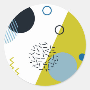 Koel, trendy, modern, Memphis groen blauw geometri Ronde Sticker
