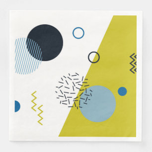 Koel, trendy, modern, Memphis groen blauw geometri Servet