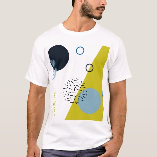 Koel, trendy, modern, Memphis groen blauw geometri T-shirt (Voorkant)