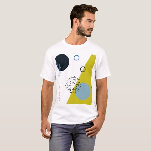 Koel, trendy, modern, Memphis groen blauw geometri T-shirt (Voorkant volledig)
