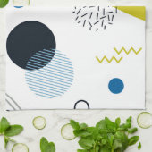 Koel, trendy, modern, Memphis groen blauw geometri Theedoek (Gevouwen)