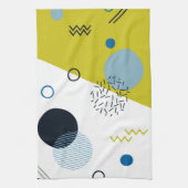 Koel, trendy, modern, Memphis groen blauw geometri Theedoek (Verticaal)