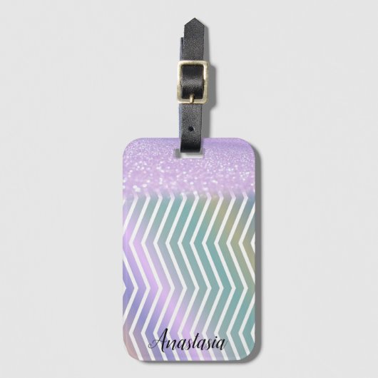 Koel trendy paarse glitter bagagelabel (Voorkant (verticaal))