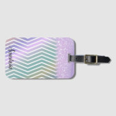 Koel trendy paarse glitter bagagelabel (Voorkant (horizontaal))