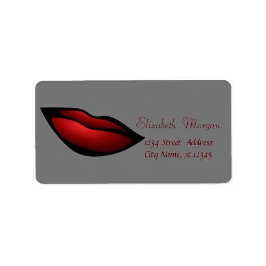 Koel trendy rode lippen, grijs etiket (Voorkant)