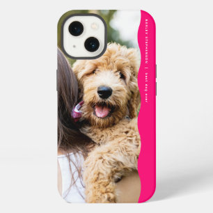 Koel trendy roze golvende rand één foto iPhone 13 hoesje