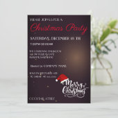 Koel, Trendy Santa Hat, Zwarte Kerstuitnodiging Kaart (Staand voorkant)