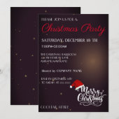 Koel, Trendy Santa Hat, Zwarte Kerstuitnodiging Kaart (Voorkant / Achterkant)