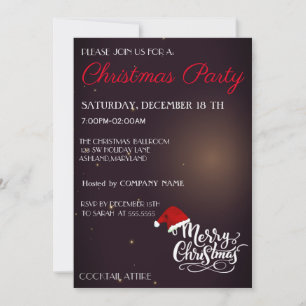 Koel, Trendy Santa Hat, Zwarte Kerstuitnodiging Kaart