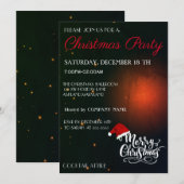 Koel, Trendy Santa Hat, Zwarte Kerstuitnodiging Kaart (Voorkant / Achterkant)