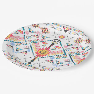 Koel trendy stammen etnisch geometrisch patroon papieren bordje
