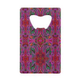 Koel Trippy Magenta, Rood en Groen Golfpatroon Creditkaart Flessenopener