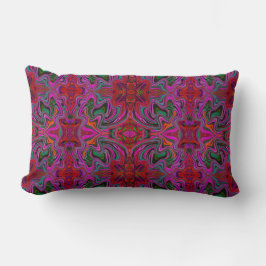 Koel Trippy Magenta, Rood en Groen Golfpatroon Kussen