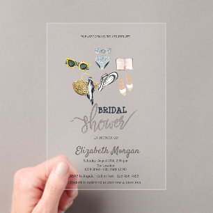 Koel Tropic Strand Bruidsmeisjesfeest Acryl Uitnodigingen