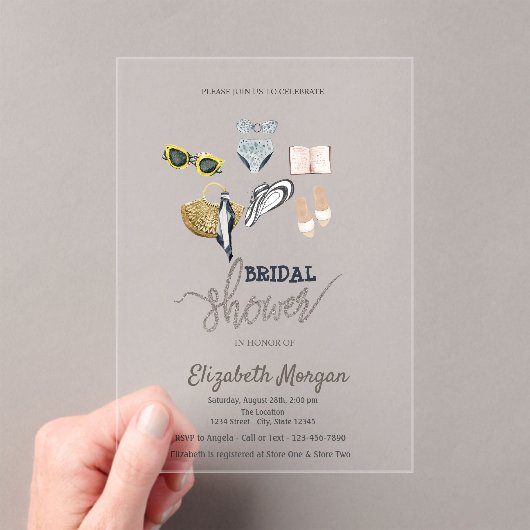 Koel Tropic Strand Bruidsmeisjesfeest Acryl Uitnodigingen (Insitu (Draagbaar))