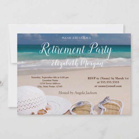 Koel tropisch strand, palm, stoelenpartij kaart (Voorkant)