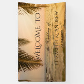 Koel tropisch strand, palm Sunset Wedding Banner (Verticaal)