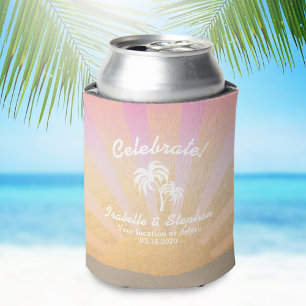 Koel Tropische Beach Wedding Palm Tree, zon, zand Blikjeskoeler