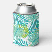 Koel Tropische Bladeren Monogrammen Blikjeskoeler (Blikje Achterkant)
