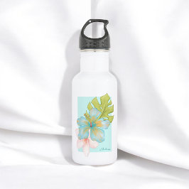 Koel tropische Floral met Jouw naam Waterfles