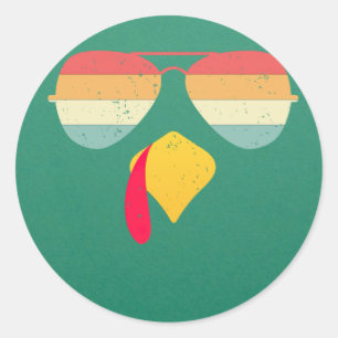 Koel Turkije gezicht met een zonnebril grappig Tha Ronde Sticker