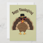 Koel Turkije met Thanksgiving zonnebrillen Uitnodi Kaart (Voorkant)