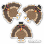 Koel Turkije met zonnebril Happy Thanksgiving Sticker (Voorkant)