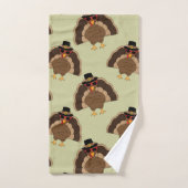 Koel Turkije Thanksgiving leuk bruin groen patroon Bad Handdoek (Handdoek)