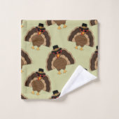 Koel Turkije Thanksgiving leuk bruin groen patroon Bad Handdoek (Wasdoekje)