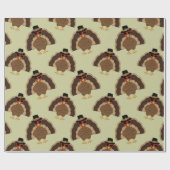 Koel Turkije Thanksgiving leuk bruin groen patroon Cadeaupapier (Vlak)