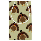 Koel Turkije Thanksgiving leuk bruin groen patroon Klein Cadeauzakje (Achterkant)