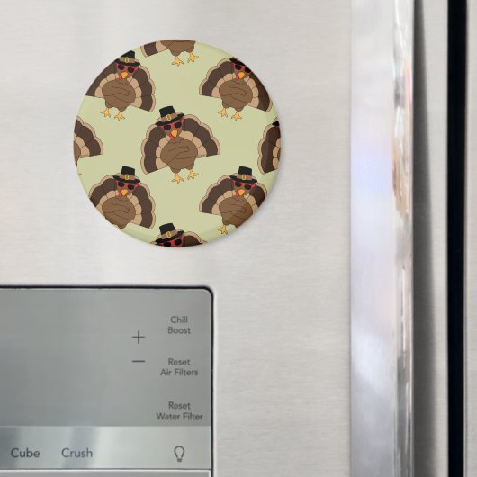 Koel Turkije Thanksgiving leuk bruin groen patroon Magneet (Insitu (Koelkast))
