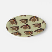 Koel Turkije Thanksgiving leuk bruin groen patroon Papieren Bordje (Gekanteld)