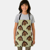 Koel Turkije Thanksgiving leuk bruin groen patroon Schort (Insitu)