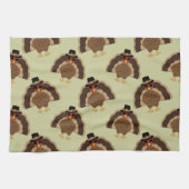 Koel Turkije Thanksgiving leuk bruin groen patroon Theedoek (Horizontaal)