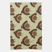 Koel Turkije Thanksgiving leuk bruin groen patroon Theedoek (Verticaal)