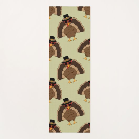 Koel Turkije Thanksgiving leuk bruin groen patroon Yogamat (Voorkant)