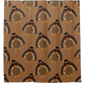 Koel Turkije Thanksgiving leuk bruin patroon Douchegordijn (Voorkant)