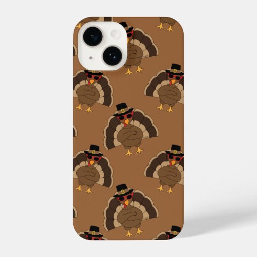Koel Turkije Thanksgiving leuk bruin patroon iPhone Hoesje (Achterkant)