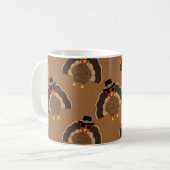 Koel Turkije Thanksgiving leuk bruin patroon Koffiemok (Voorkant links)